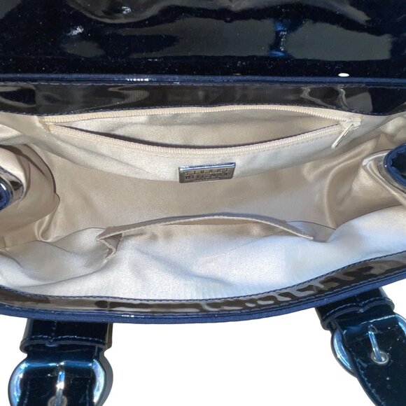 Stuart Weitzman Women’s Blue Patent Leather Accent Tassel Buckle Detail Tote - Picture 9 of 12